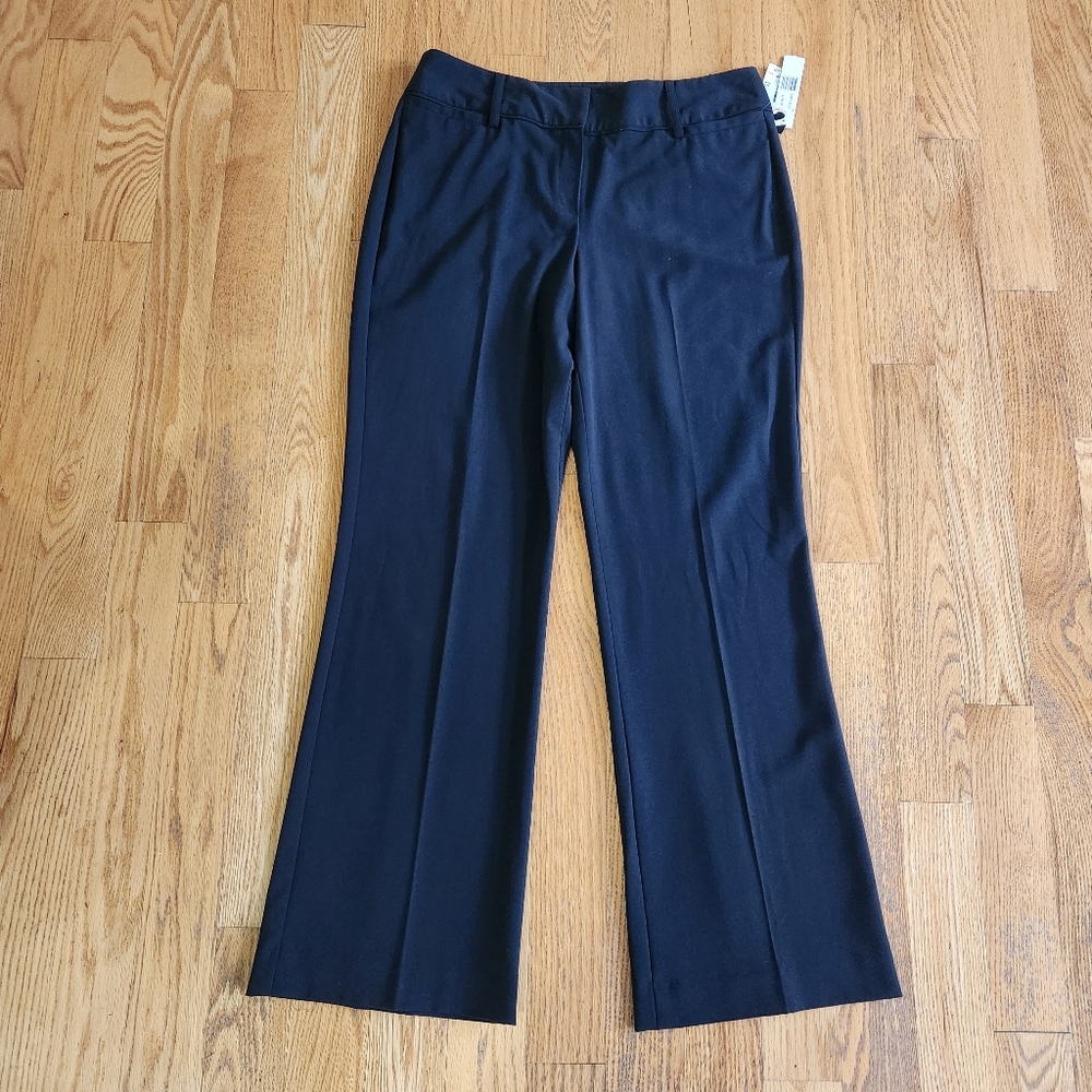 NWT Larry Levine Women's Curvy Fit Stretch Work Trouser Pant In Deep Navy